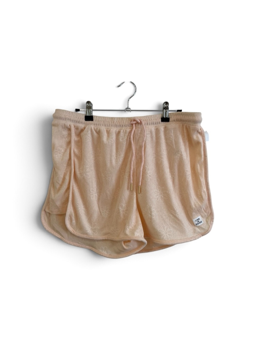 Life Is Good Peach Terry Floral  Drawstring Shorts